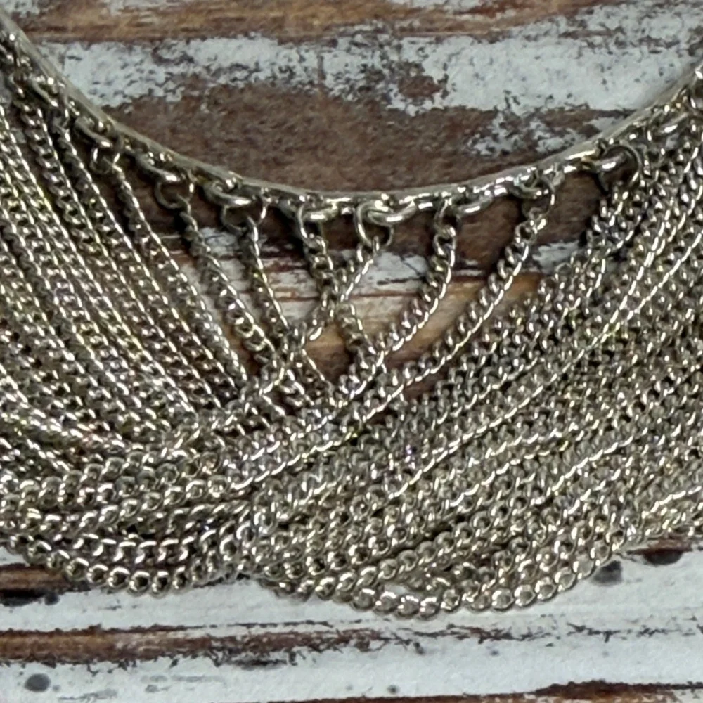 STERLING SILVER STATEMENT BIB NECKLACE FINE 925 6193 - Picture 4 of 9